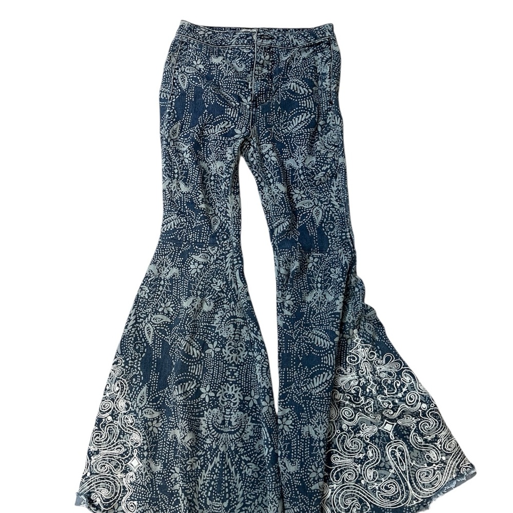 Free People Just Float On Flare Printed Jeans